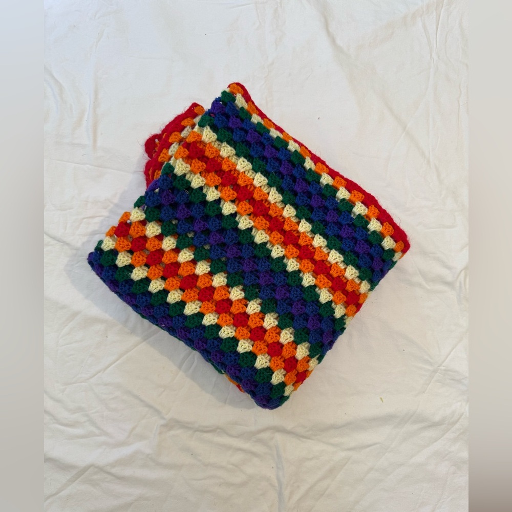 Vintage Rainbow Crochet Blanket